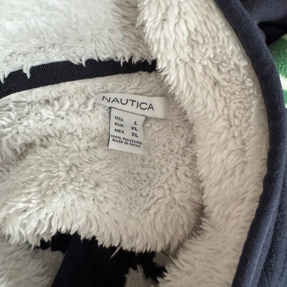 Nautica Navy Blue & Green w/Anchors Zip-Up Fleece Large - Picture 13 of 13
